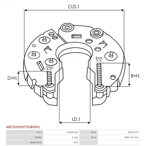 Usmerňovač alternátora AS-PL ARC5150(MITSUBISHI) - obr. 2