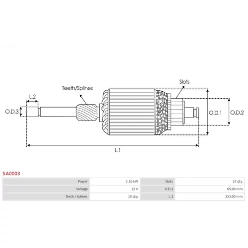 Rotor štartéra AS-PL SA0003 - obr. 1