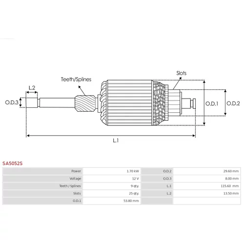 Rotor štartéra AS-PL SA5052S - obr. 1