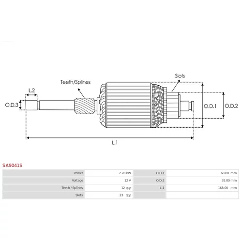 Rotor štartéra AS-PL SA9041S - obr. 1