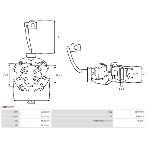 Držiak uhlíkov SBH5022 /AS-PL/ - obr. 1