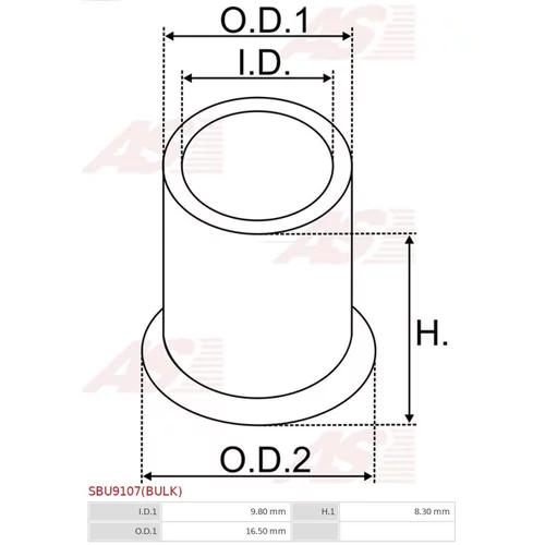 Puzdro, Hriadeľ štartéra AS-PL SBU9107(BULK) - obr. 1