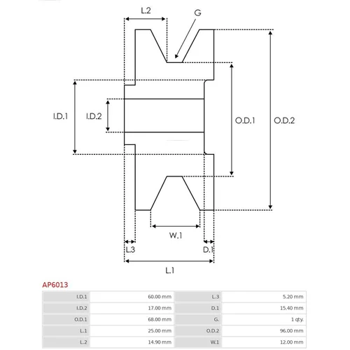 Remenica alternátora AS-PL AP6013 - obr. 3