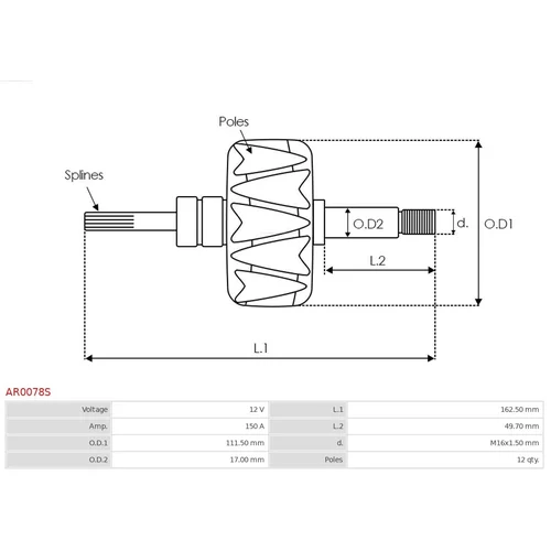 Rotor alternátora AS-PL AR0078S - obr. 1