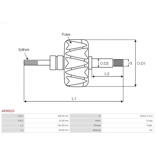 Rotor alternátora AS-PL AR9052S - obr. 1