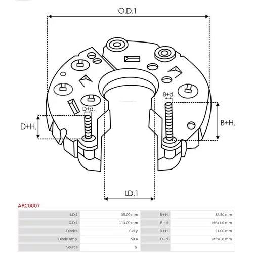 Usmerňovač alternátora AS-PL ARC0007 - obr. 2