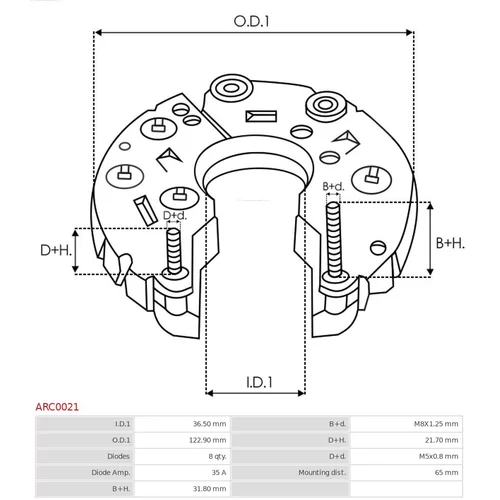 Usmerňovač alternátora AS-PL ARC0021 - obr. 2