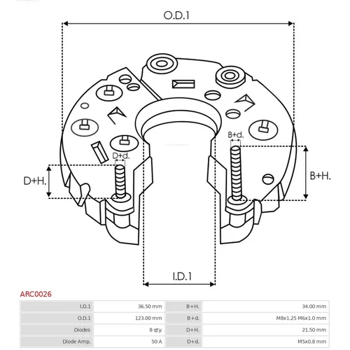 Usmerňovač alternátora AS-PL ARC0026 - obr. 2