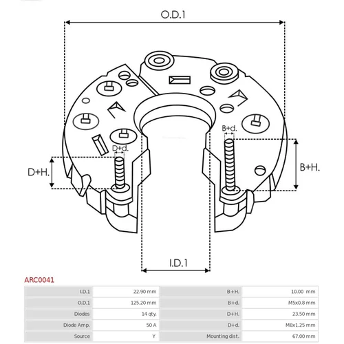 Usmerňovač alternátora AS-PL ARC0041 - obr. 2