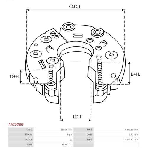 Usmerňovač alternátora AS-PL ARC0086S - obr. 2