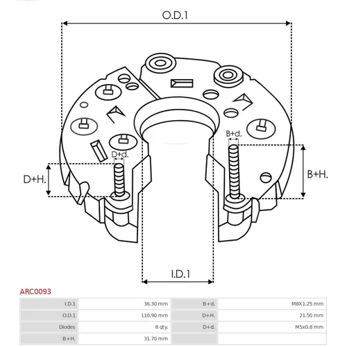 Usmerňovač alternátora AS-PL ARC0093 - obr. 2