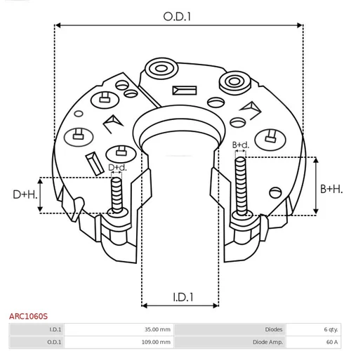 Usmerňovač alternátora AS-PL ARC1060S - obr. 2