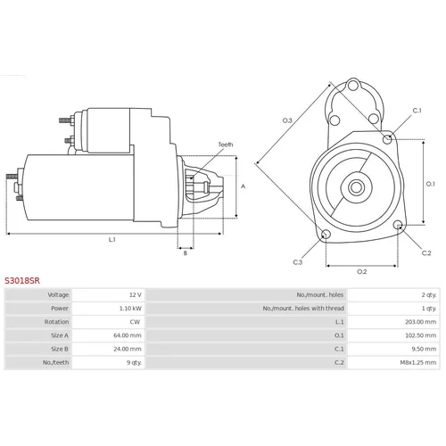 Štartér S3018SR /AS-PL/ - obr. 4