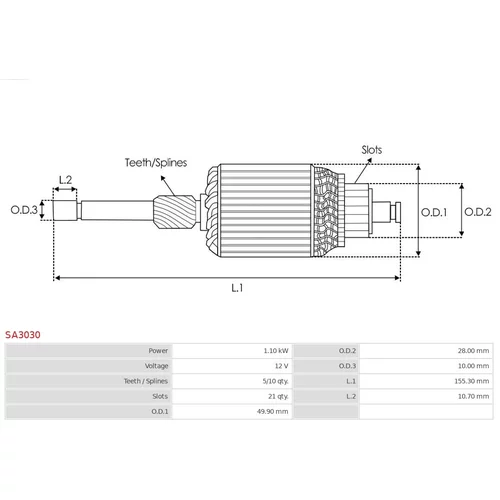 Rotor štartéra SA3030 /AS-PL/ - obr. 1