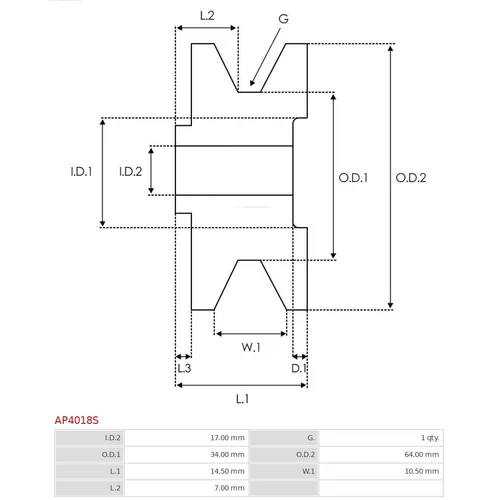 Remenica alternátora AS-PL AP4018S - obr. 2