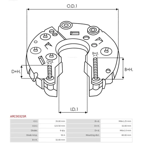 Usmerňovač alternátora AS-PL ARC0032SR - obr. 2