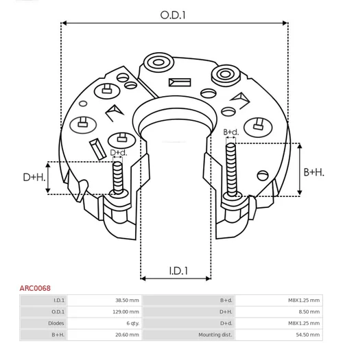 Usmerňovač alternátora AS-PL ARC0068 - obr. 2