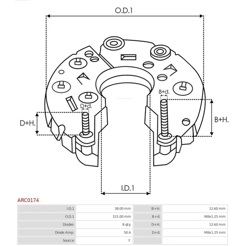 Usmerňovač alternátora AS-PL ARC0174 - obr. 2