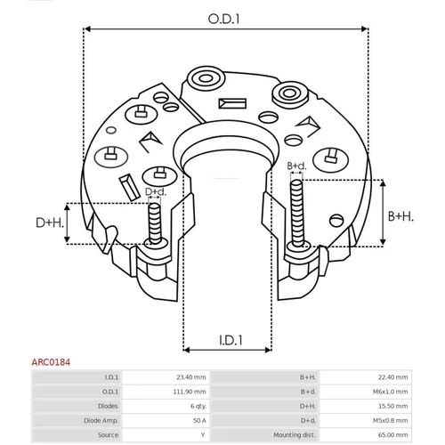 Usmerňovač alternátora AS-PL ARC0184 - obr. 2