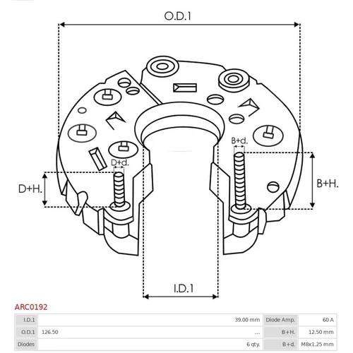 Usmerňovač alternátora AS-PL ARC0192 - obr. 2