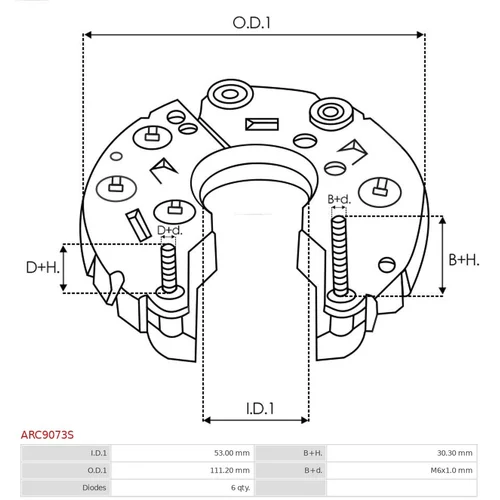 Usmerňovač alternátora AS-PL ARC9073S - obr. 2