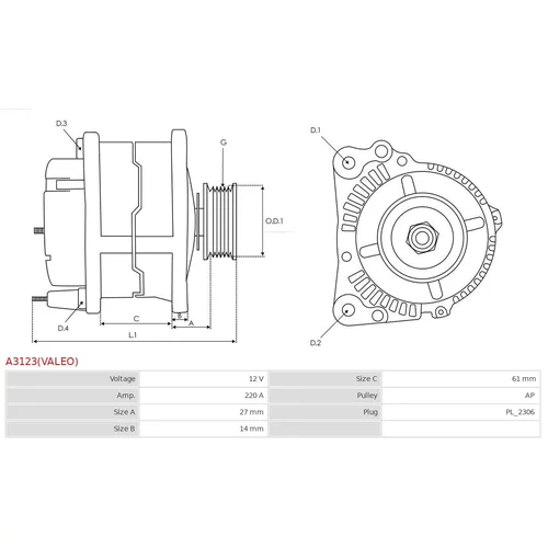 Alternátor AS-PL A3123(VALEO) - obr. 4