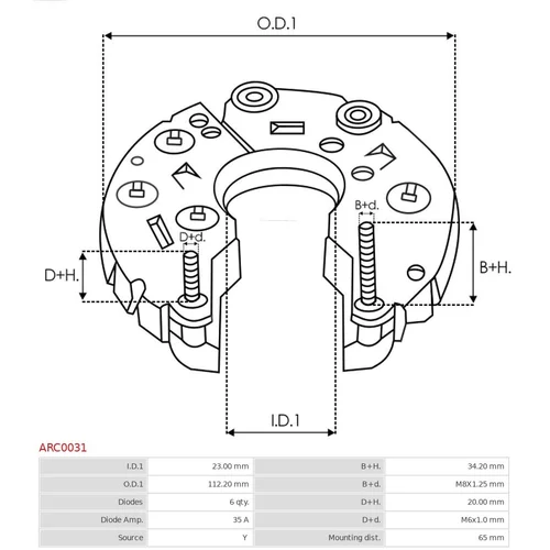 Usmerňovač alternátora ARC0031 /AS-PL/ - obr. 2