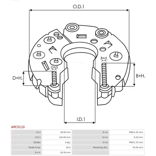 Usmerňovač alternátora AS-PL ARC0110 - obr. 2