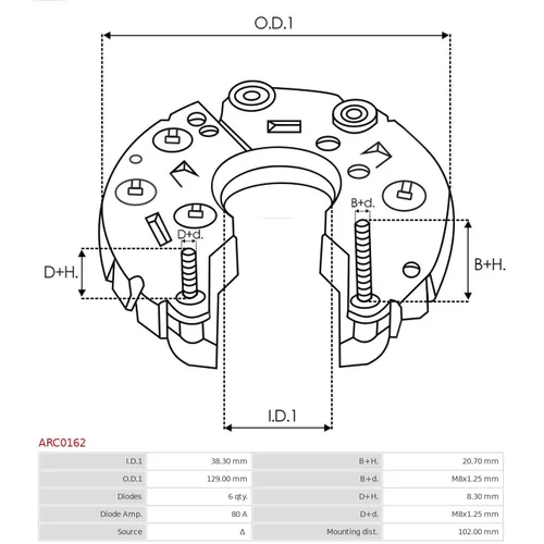 Usmerňovač alternátora AS-PL ARC0162 - obr. 2