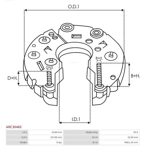 Usmerňovač alternátora AS-PL ARC3046S - obr. 2