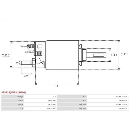 Elektromagnetický spínač pre štartér AS-PL SS5314(MITSUBISHI) - obr. 3