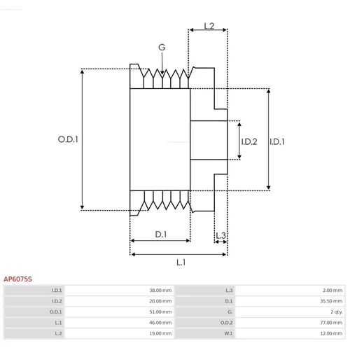 Remenica alternátora AP6075S /AS-PL/ - obr. 4