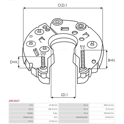 Usmerňovač alternátora AS-PL ARC0047 - obr. 2