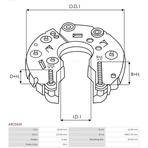 Usmerňovač alternátora AS-PL ARC0049 - obr. 2