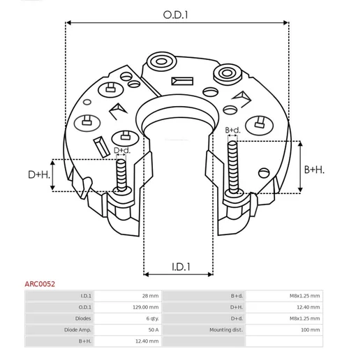 Usmerňovač alternátora AS-PL ARC0052 - obr. 2