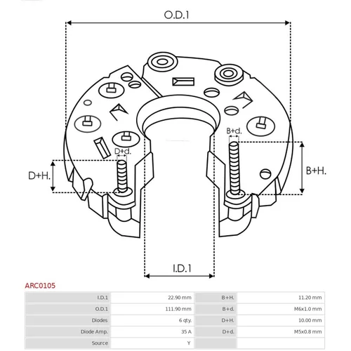 Usmerňovač alternátora AS-PL ARC0105 - obr. 2