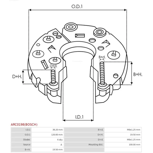 Usmerňovač alternátora AS-PL ARC0198(BOSCH) - obr. 2