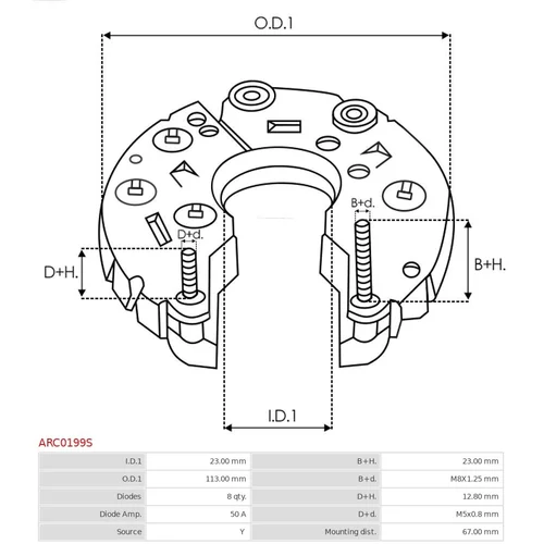 Usmerňovač alternátora AS-PL ARC0199S - obr. 2