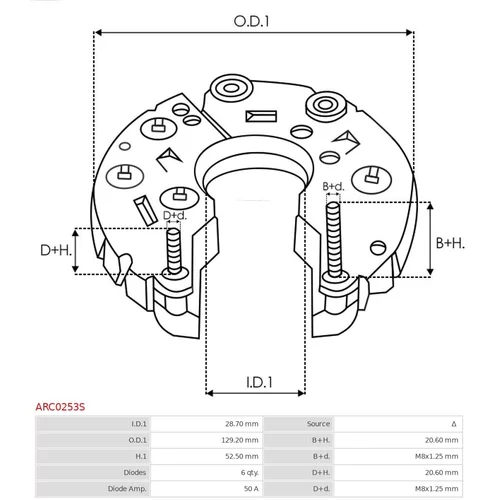 Usmerňovač alternátora AS-PL ARC0253S - obr. 2