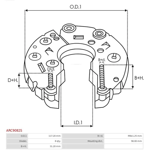 Usmerňovač alternátora AS-PL ARC9082S - obr. 2