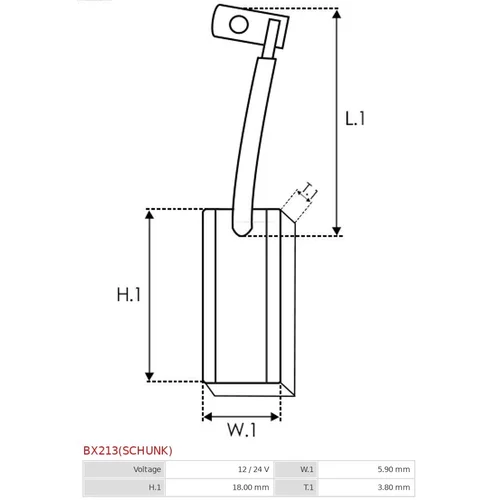 Uhlíkový zberač alternátora BX213(SCHUNK) /AS-PL/ - obr. 1