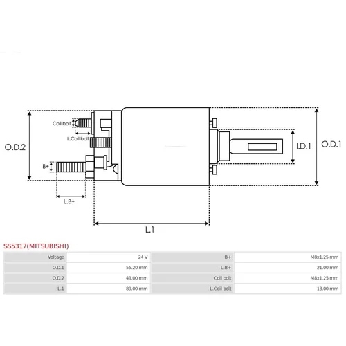 Elektromagnetický spínač pre štartér AS-PL SS5317(MITSUBISHI) - obr. 3