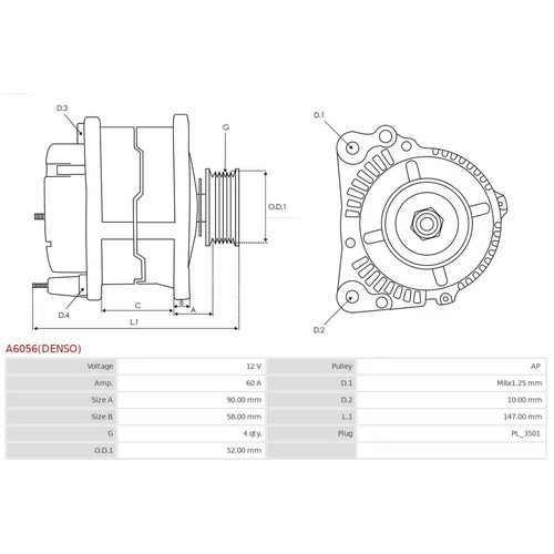 Alternátor AS-PL A6056(DENSO) - obr. 4