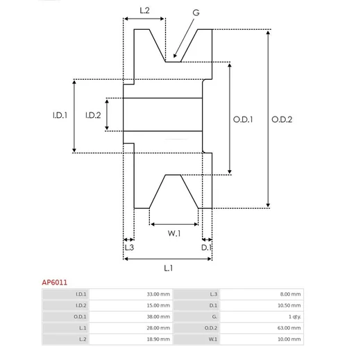 Remenica alternátora AS-PL AP6011 - obr. 3