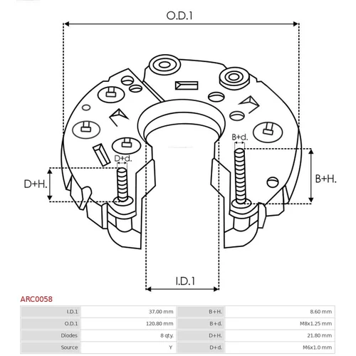 Usmerňovač alternátora AS-PL ARC0058 - obr. 2