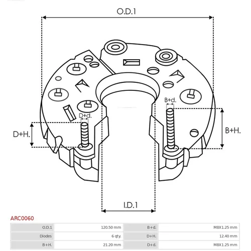 Usmerňovač alternátora AS-PL ARC0060 - obr. 2