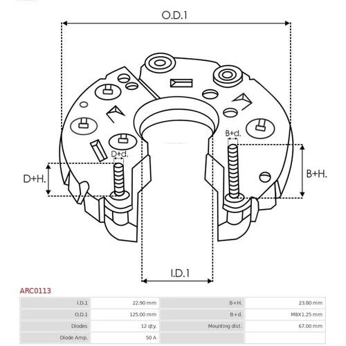 Usmerňovač alternátora AS-PL ARC0113 - obr. 2