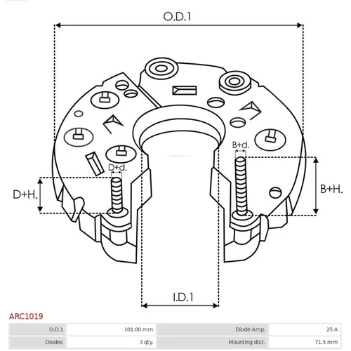 Usmerňovač alternátora AS-PL ARC1019 - obr. 2