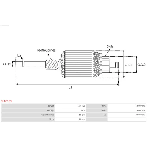 Rotor štartéra AS-PL SA0105 - obr. 1