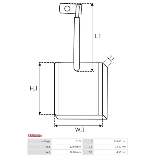 Uhlíkový zberač štartéra SB5006A /AS-PL/ - obr. 1